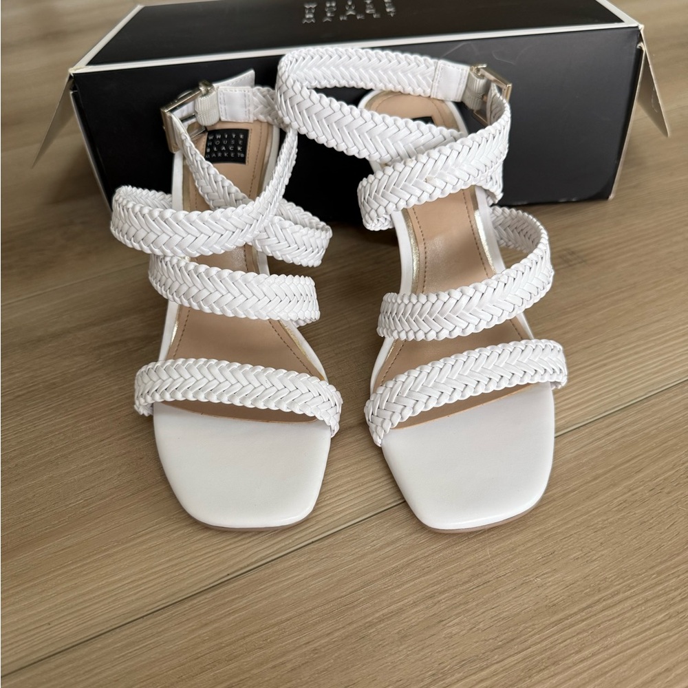 White House Black Market Braided White Sandals